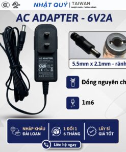Nguồn Adapter 6v2a - Jack 5.5mm x 2.1mm (lưỡi gà - rãnh)  - Sạc 6V 2A cho máy đo huyết áp,...
